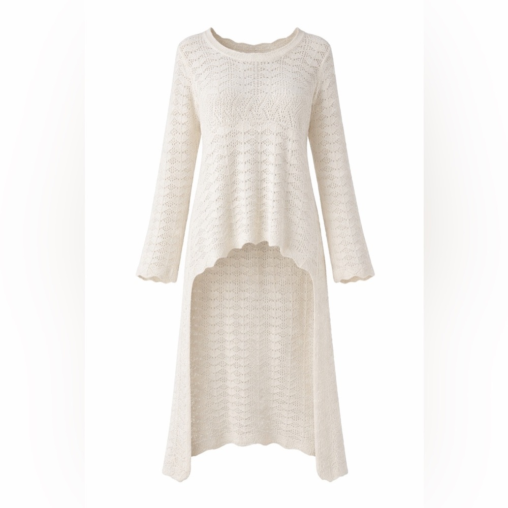 Crochet Open Knit Sweater‎ HighLow Stevie Boho Cottagecore Coastal Cowgirl S